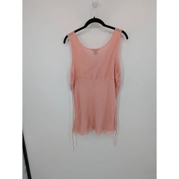 Y2K Silk Tank Top Lace Trim Womens XL Pink Soft Pastel Fairycore Ballet Coquette - Picture 5 of 8